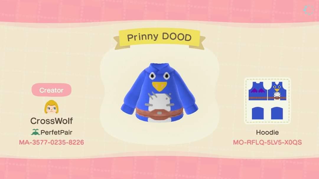 Animal Crossing Design Code: MO-RFLQ-5LV5-X0QS Prinny DOOD