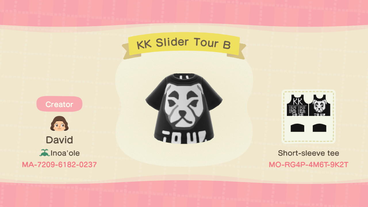 Animal Crossing Design Code: MO-RG4P-4M6T-9K2T KK Slider Tour