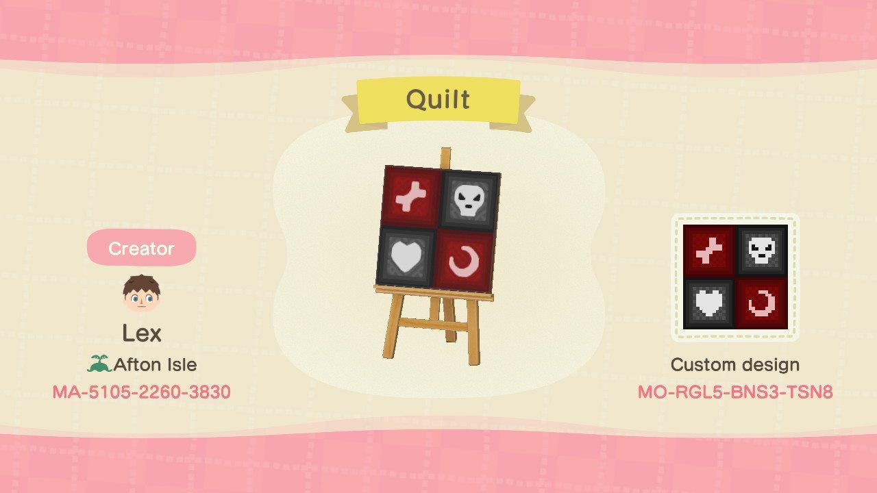 Animal Crossing Design Code: MO-RGL5-BNS3-TSN8 Goth Quilt