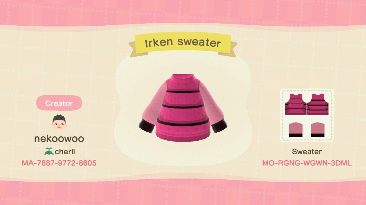 Animal Crossing Design Code: MO-RGNG-WGWN-3DML Irken sweater