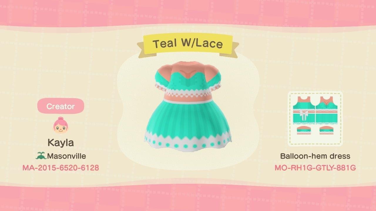 Animal Crossing Design Code: MO-RH1G-GTLY-881G Lace dress