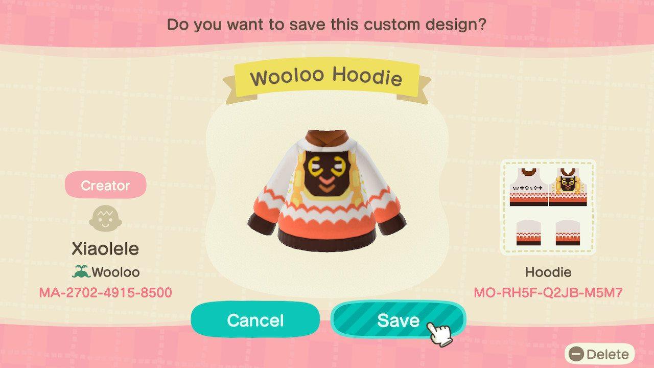 Animal Crossing Design Code: MO-RH5F-Q2JB-M5M7 Wooloo