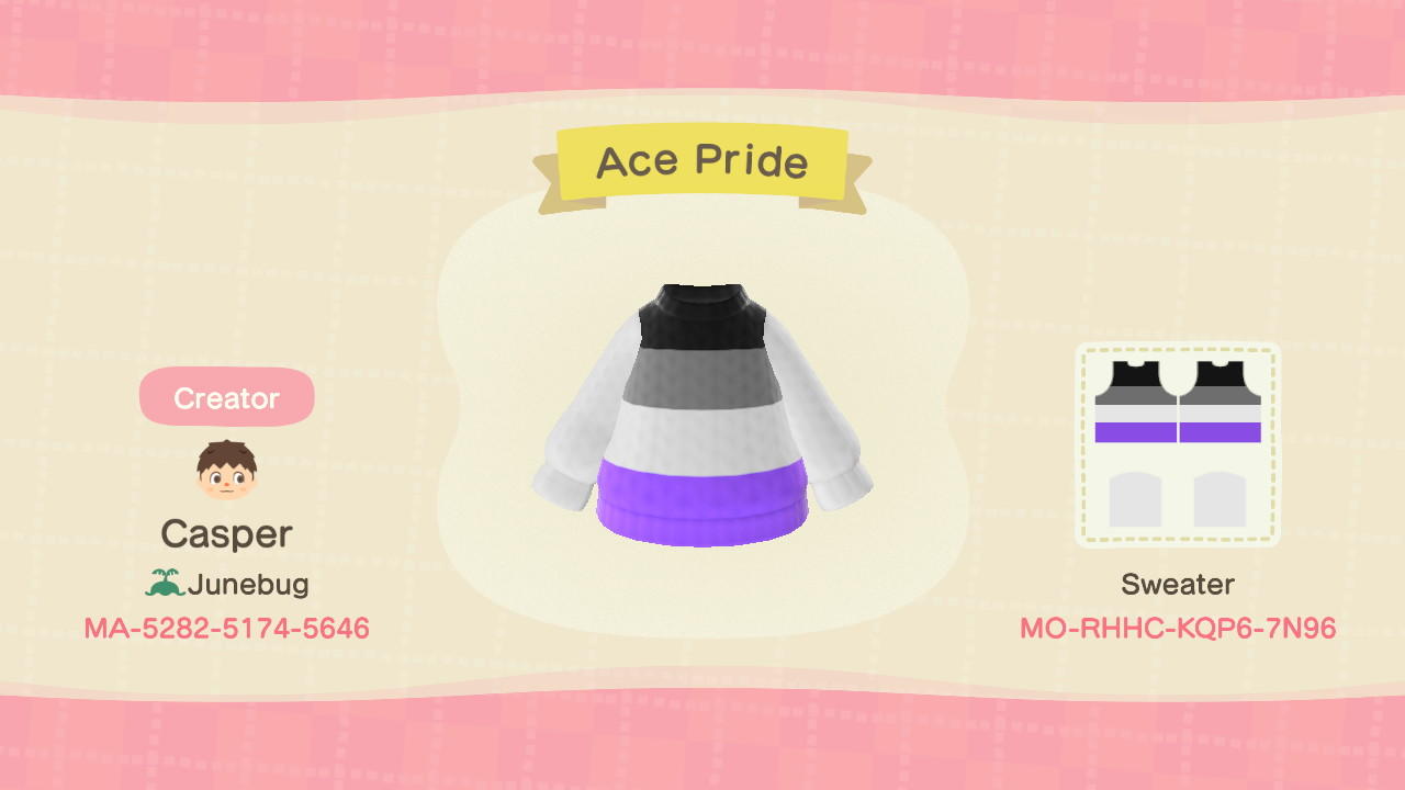 Animal Crossing Design Code: MO-RHHC-KQP6-7N96 Ace Pride Sweater