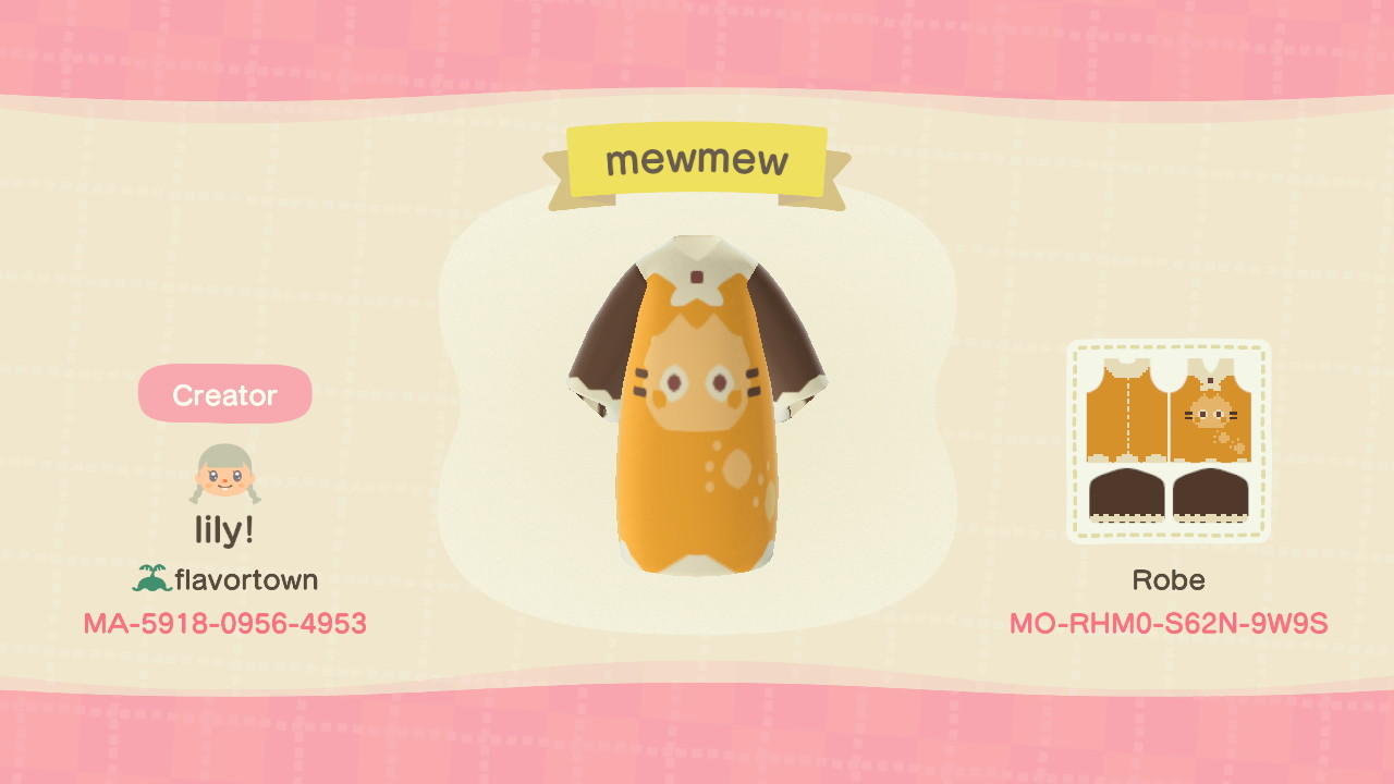 Animal Crossing Design Code: MO-RHM0-S62N-9W9S Mewmew