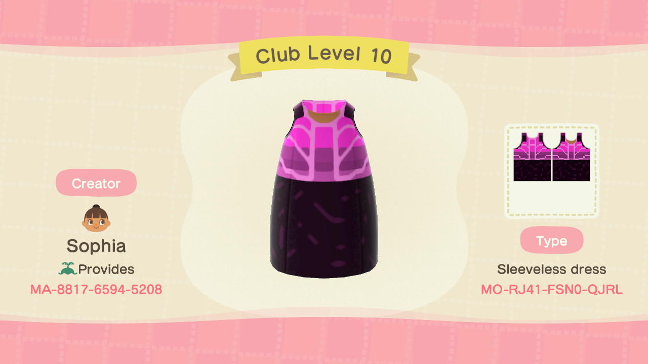 Animal Crossing Design Code: MO-RJ41-FSN0-QJRL Club Level 10