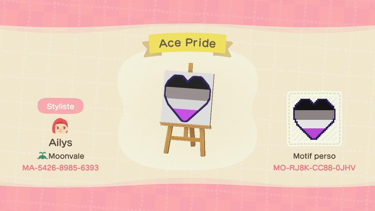 Animal Crossing Design Code: MO-RJ8K-CC88-0LHV Asexual Pride Heart