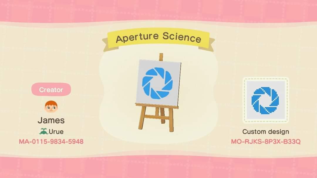 Animal Crossing Design Code: MO-RJKS-8P3X-B33Q Aperture Science