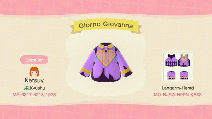 Animal Crossing Design Code: MO-RJPW-N9PN-KBX8 Giorno Giovanna