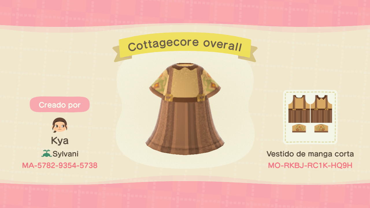 Animal Crossing Design Code: MO-RKBJ-RC1K-HQ9H Cottagecore overall