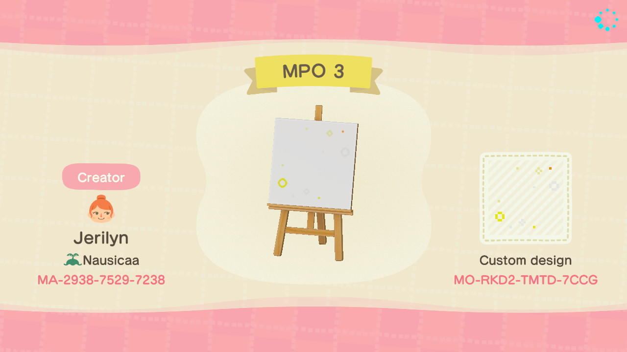 Animal Crossing Design Code: MO-RKD2-TMTD-7CCG MPO 3