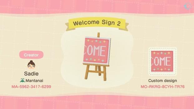 Animal Crossing Design Code: MO-RKRG-8CYH-TR76 Welcome Sign 2