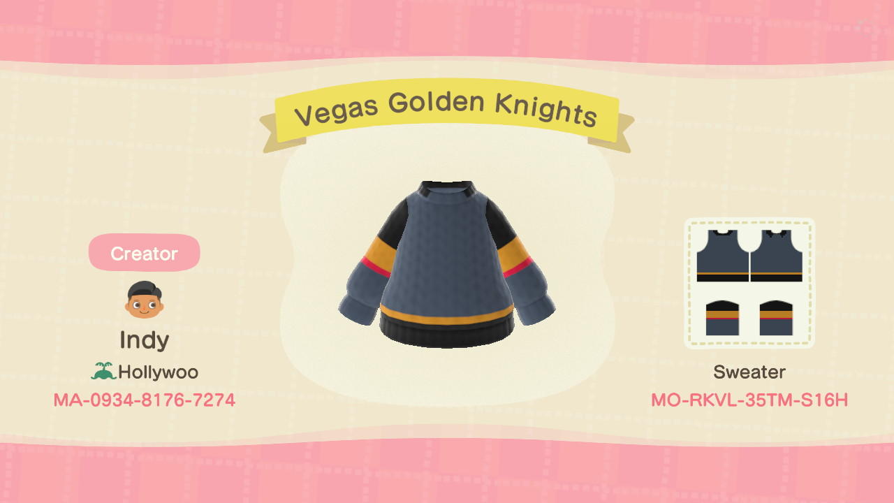 Animal Crossing Design Code: MO-RKVL-35TM-S16H Vegas Golden Knights