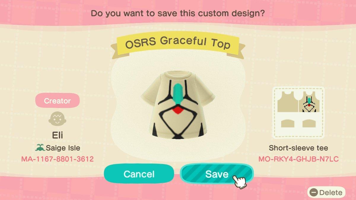 Animal Crossing Design Code: MO-RKY4-GHJB-N7LC OSRS Graceful Top