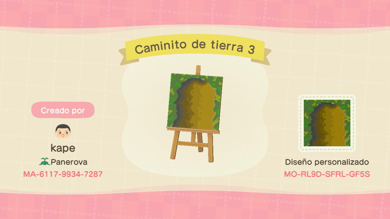 Animal Crossing Design Code: MO-RL9D-SFRL-GF5S Caminito de tierra 3