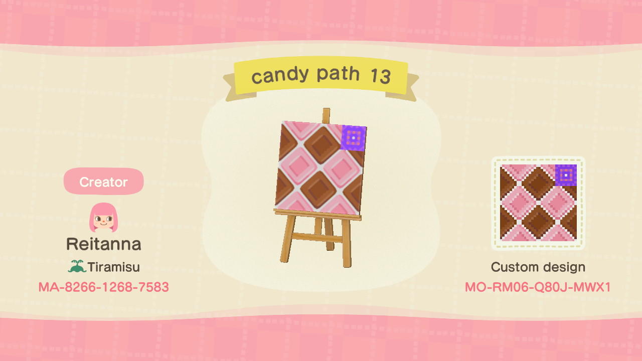 Animal Crossing Design Code: MO-RM06-Q80J-MWX1 candy path 13