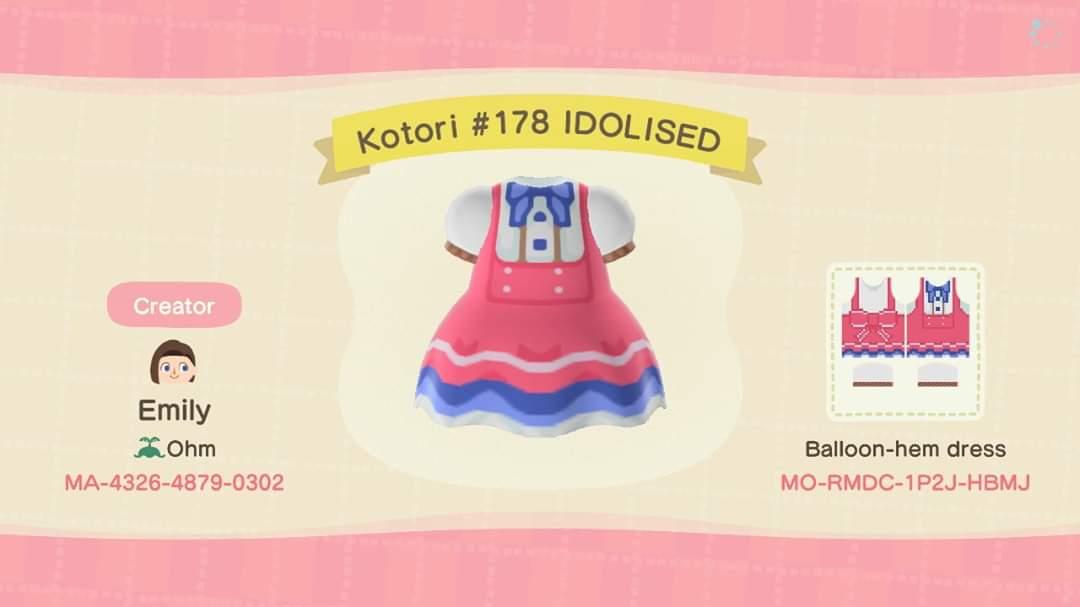 Animal Crossing Design Code: MO-RMDC-1P2J-HBMJ Kotori #178 IDOLISED