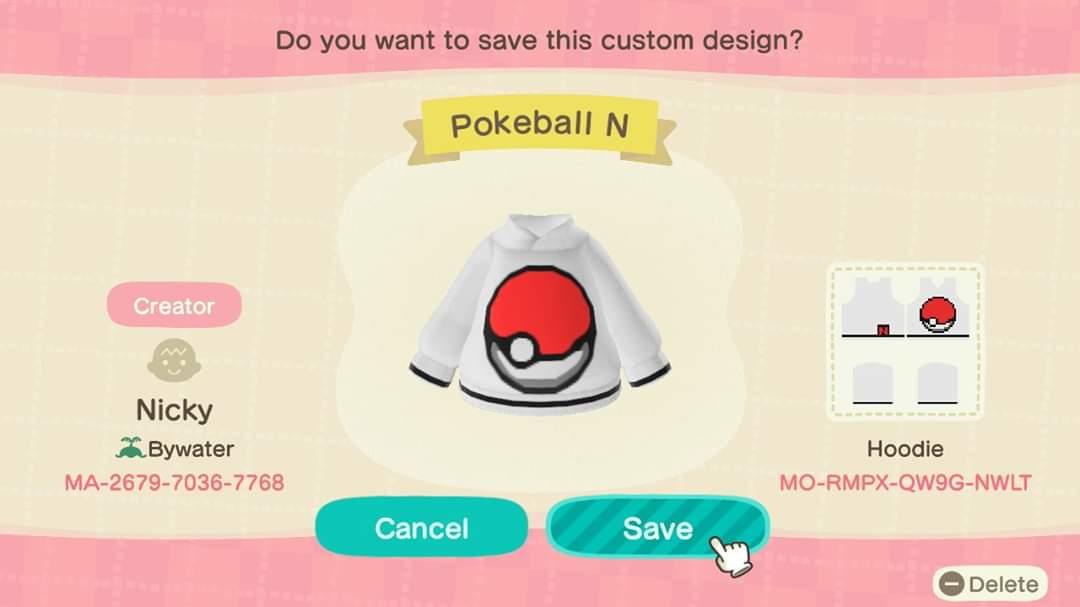 Animal Crossing Design Code: MO-RMPX-QW9G-NWLT Pokeball