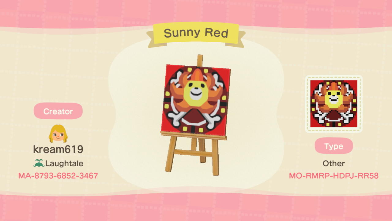 Animal Crossing Design Code: MO-RMRP-HDPJ-RR58 Sunny Red