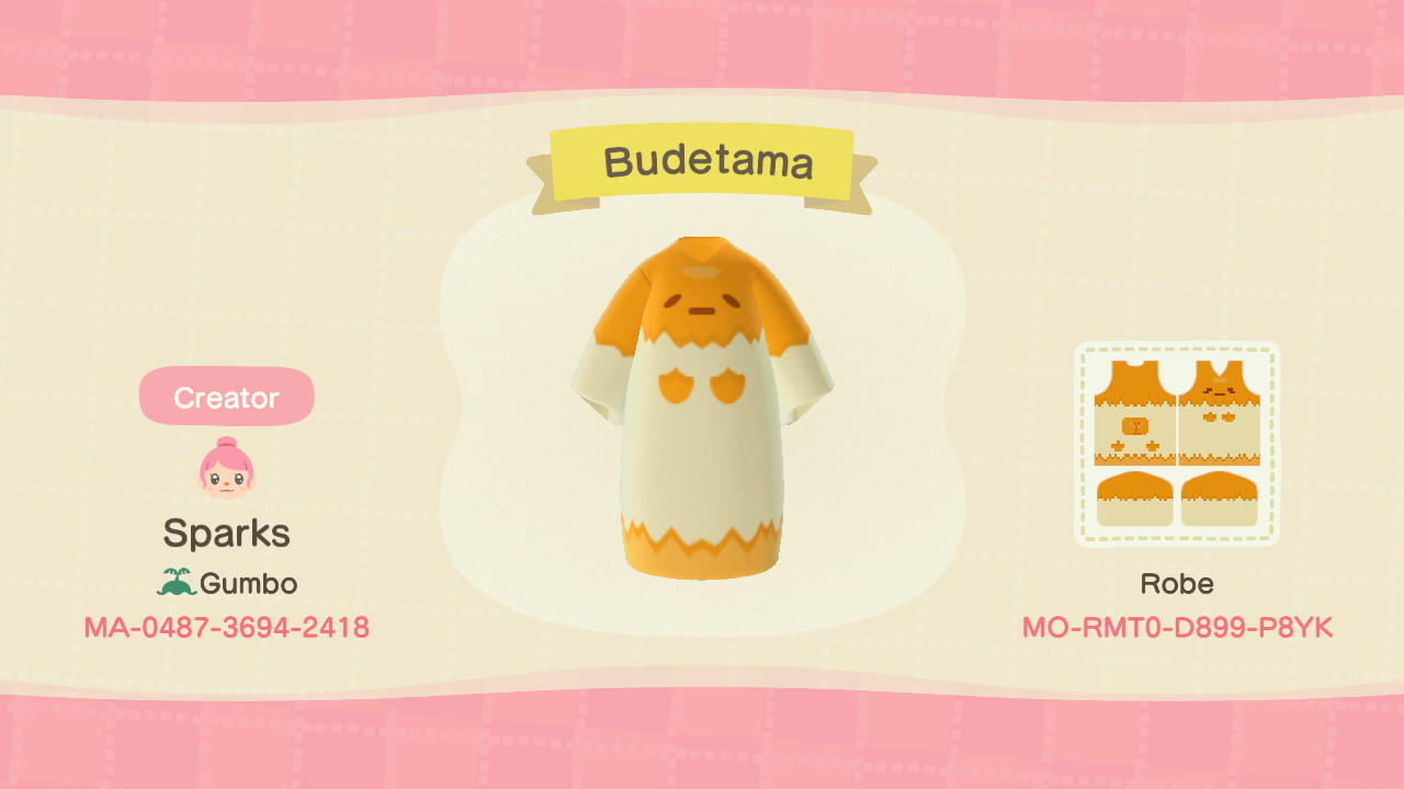 Animal Crossing Design Code: MO-RMT0-D899-P8YK Budetama Gudetama