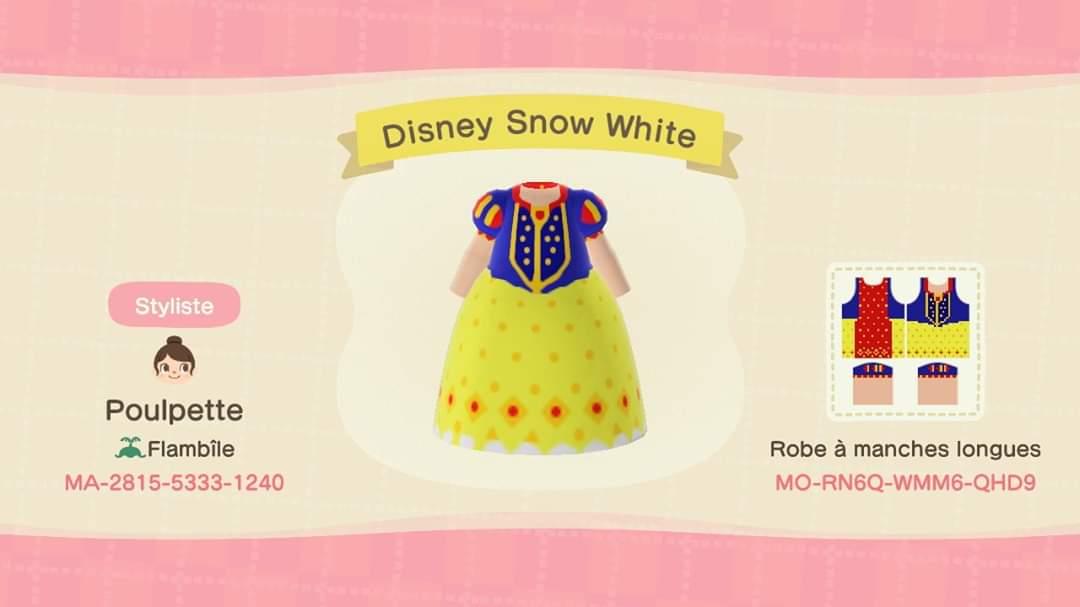 Animal Crossing Design Code: MO-RN6Q-WMM6-QHD9 Disney Snow White