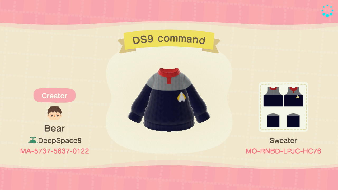 Animal Crossing Design Code: MO-RNBD-LPJC-HC76 Star Trek DS9 Red