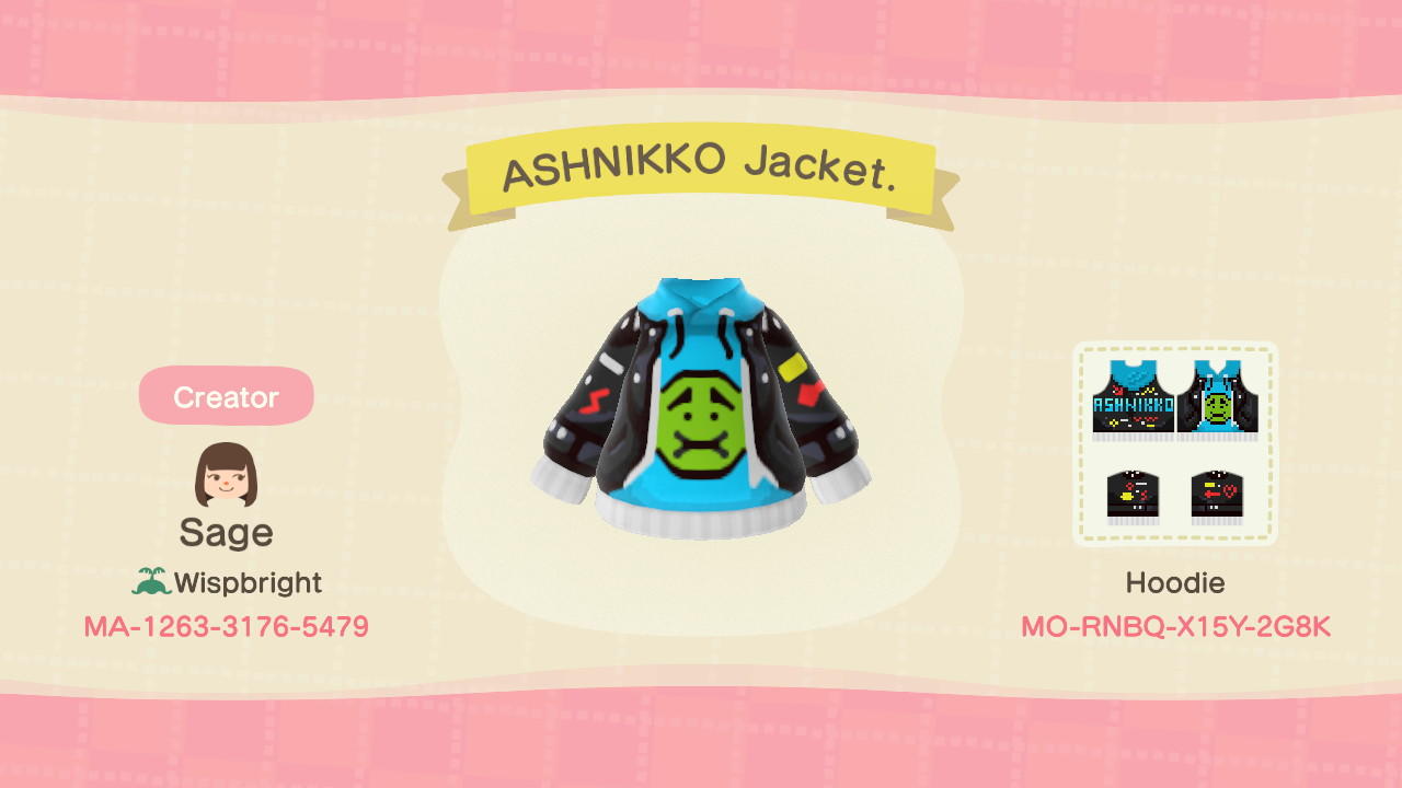 Animal Crossing Design Code: MO-RNBQ-X15Y-2G8K Ashnikko Jacket.