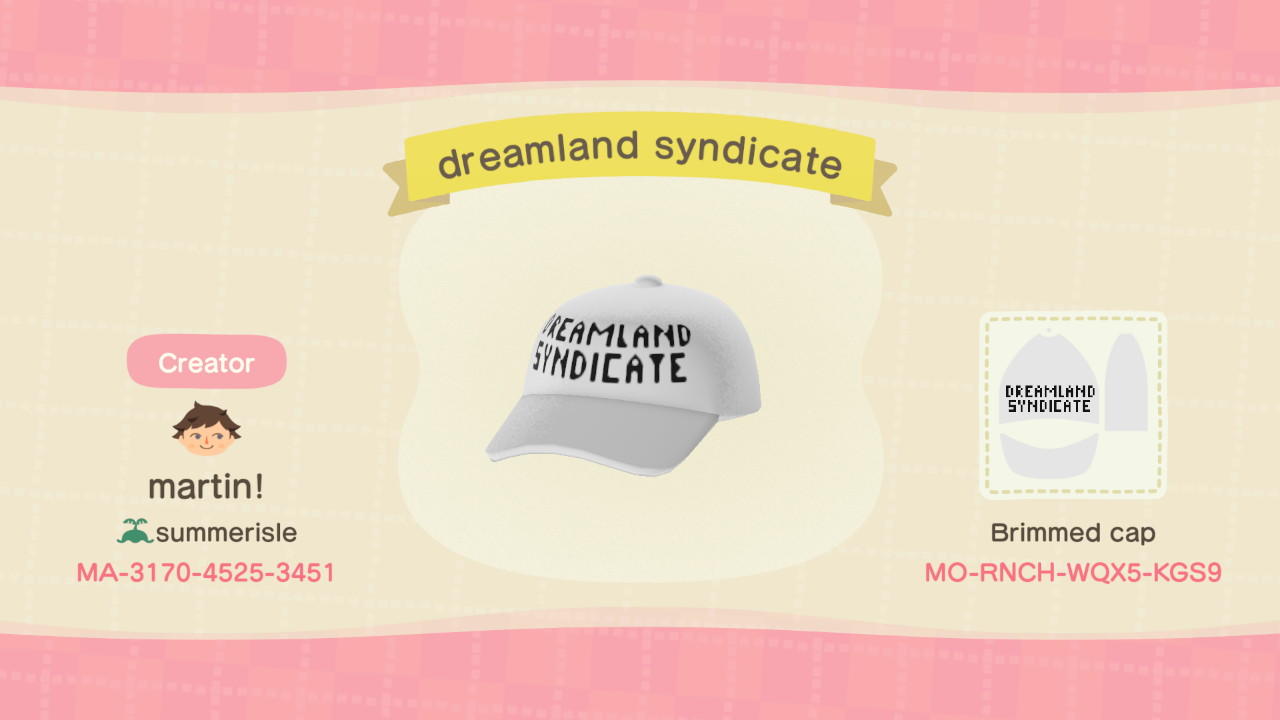 Animal Crossing Design Code: MO-RNCH-WQX5-KGS9 Dreamland Syndicate