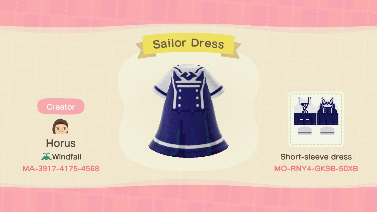 Animal Crossing Design Code: MO-RNY4-GK9B-50XB Sailor Dress