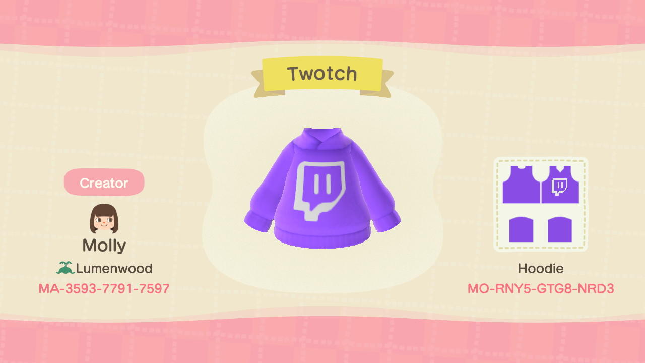 Animal Crossing Design Code: MO-RNY5-GTG8-NRD3 Twitch