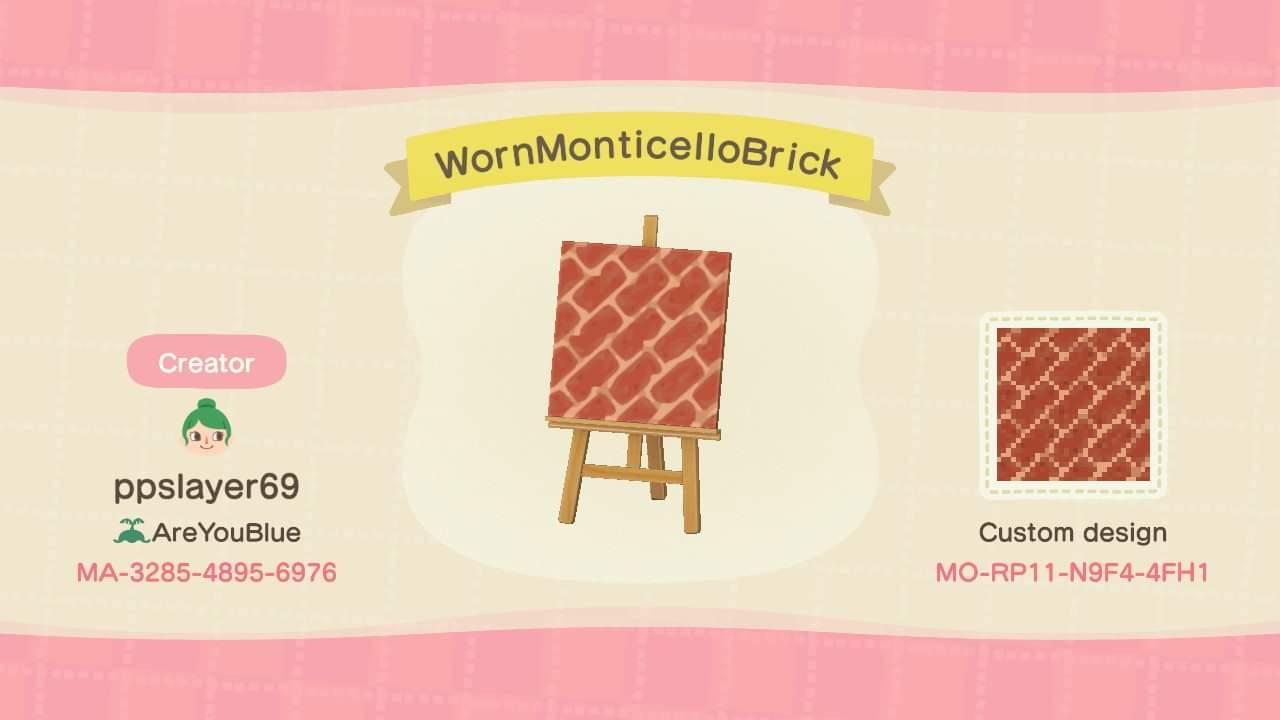 Animal Crossing Design Code: MO-RP11-N9F4-4FH1 Red Monticello Brick