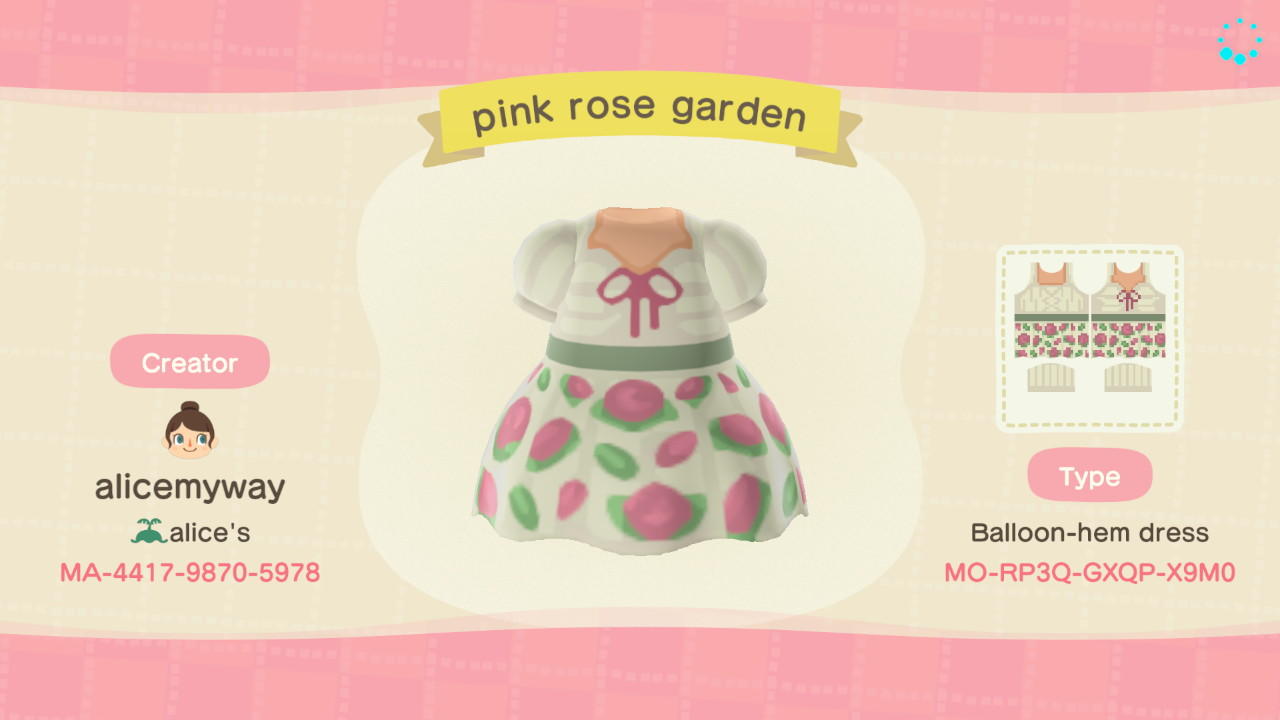 Animal Crossing Design Code: MO-RP3Q-GXQP-X9M0 Pink rose garden