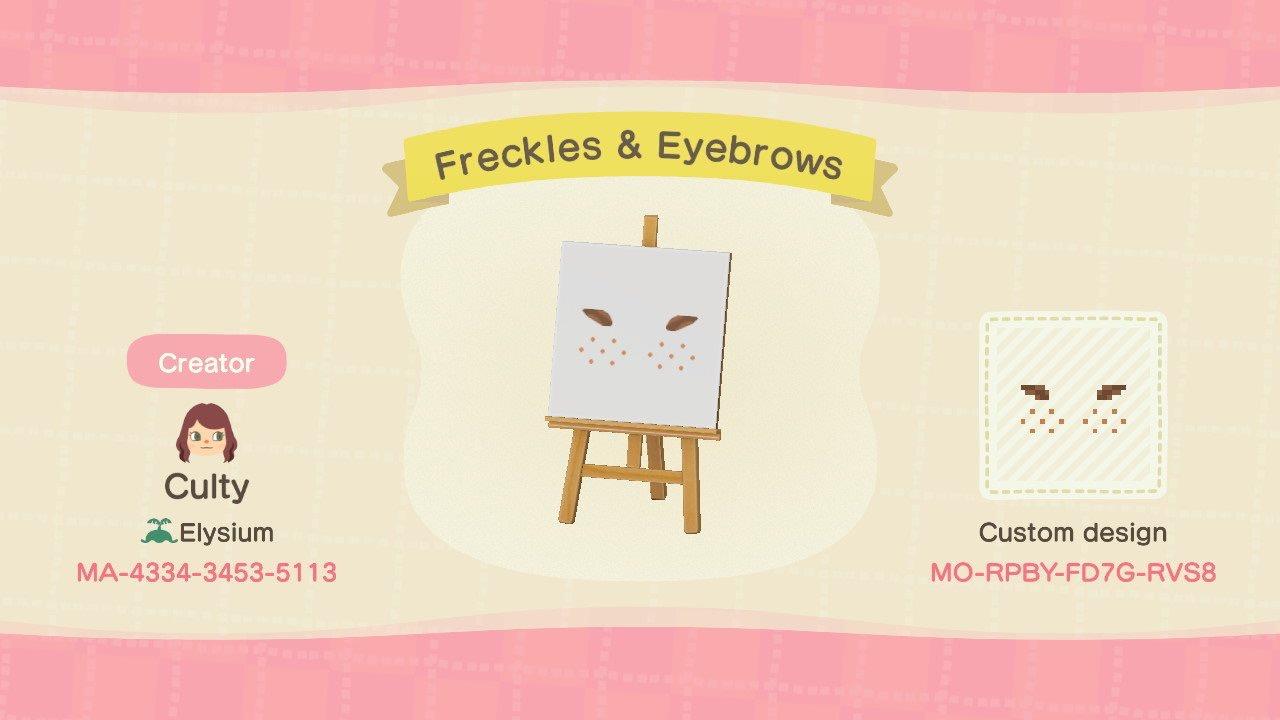 Animal Crossing Design Code: MO-RPBY-FD7G-RVS8 Freckles & Eyebrows