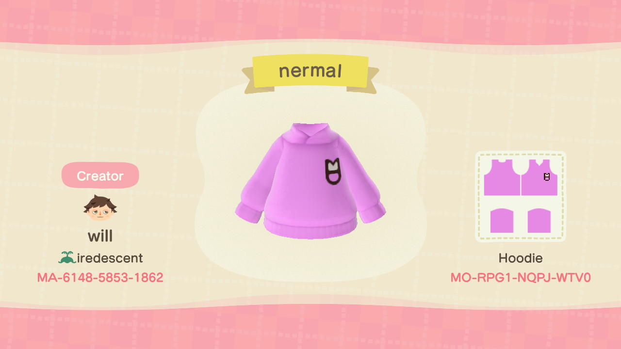 Animal Crossing Design Code: MO-RPG1-NQPJ-WTV0 lord nermal