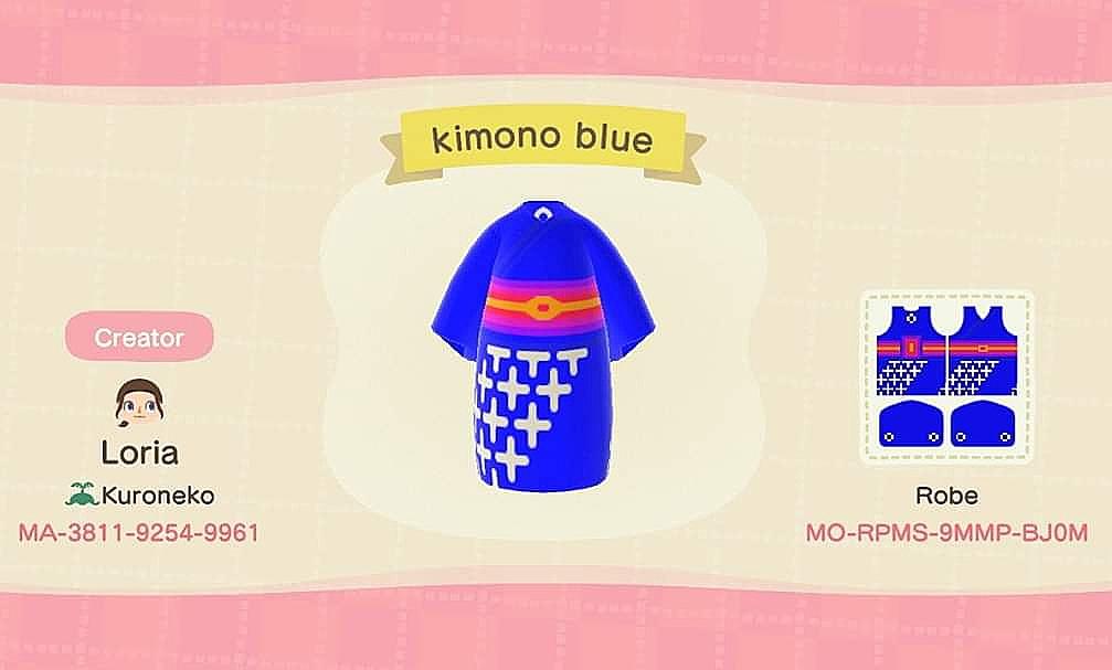 Animal Crossing Design Code: MO-RPMS-9MMP-BJ0M Kimono blue