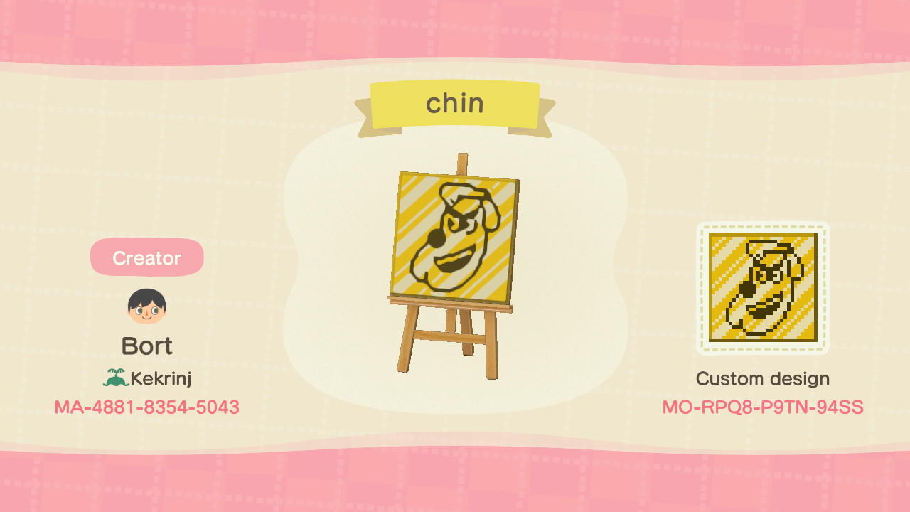 Animal Crossing Design Code: MO-RPQ8-P9TN-94SS Joe Chin Path