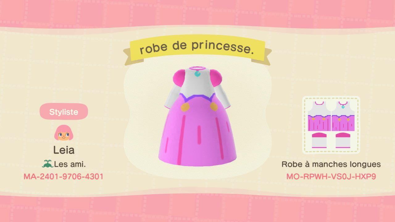 Animal Crossing Design Code: MO-RPWH-VS0J-HXP9 robe de princesse