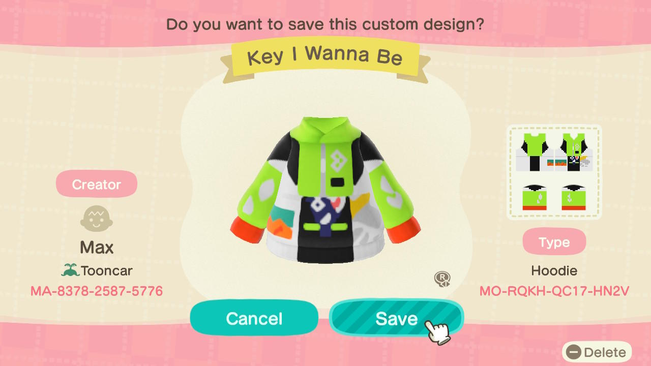 Animal Crossing Design Code: MO-RQKH-QC17-HN2V SHINee Key IWB