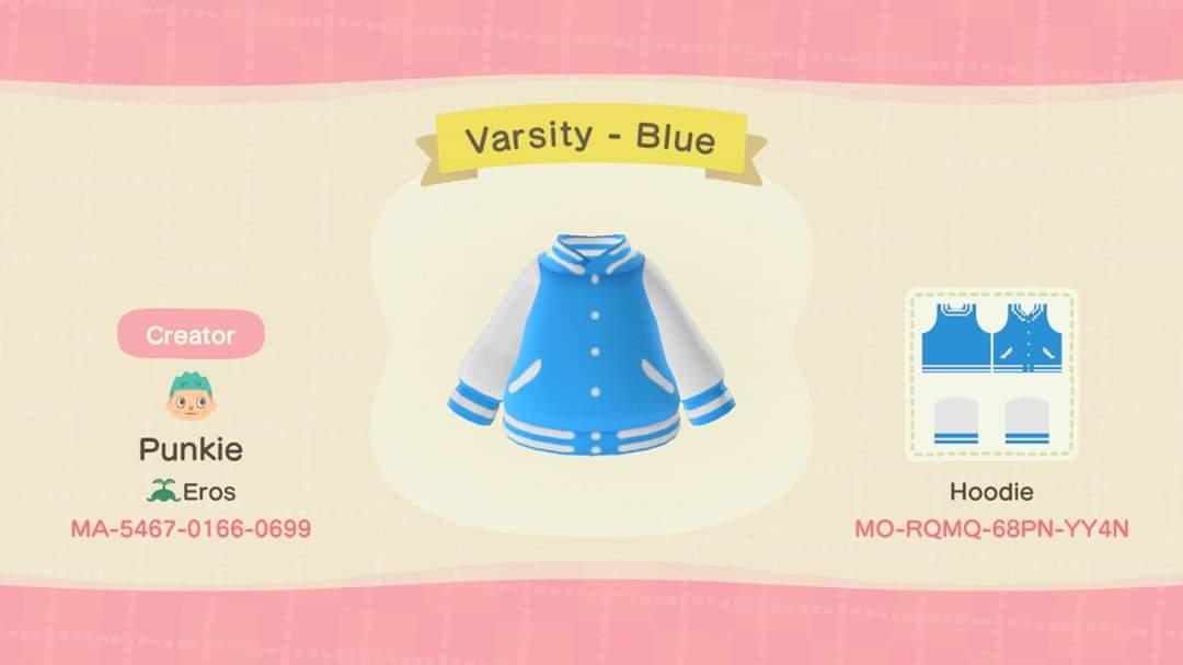 Animal Crossing Design Code: MO-RQMQ-68PN-YY4N Varsity Blue