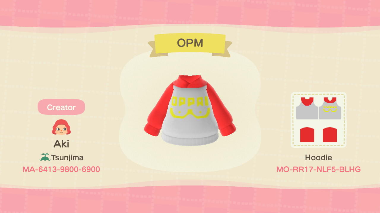 Animal Crossing Design Code: MO-RR17-NLF5-BLHG OPM