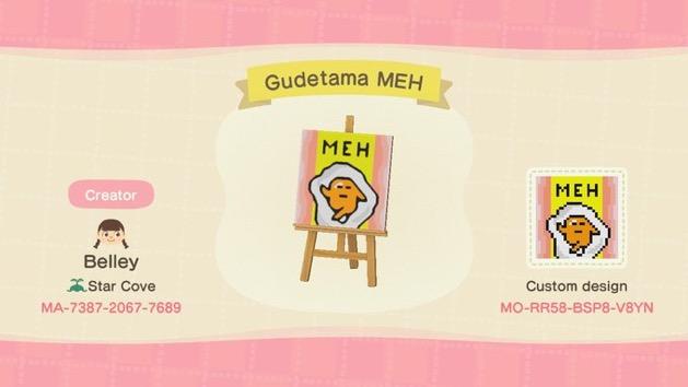 Animal Crossing Design Code: MO-RR58-BSP8-V8YN Gudetama MEH