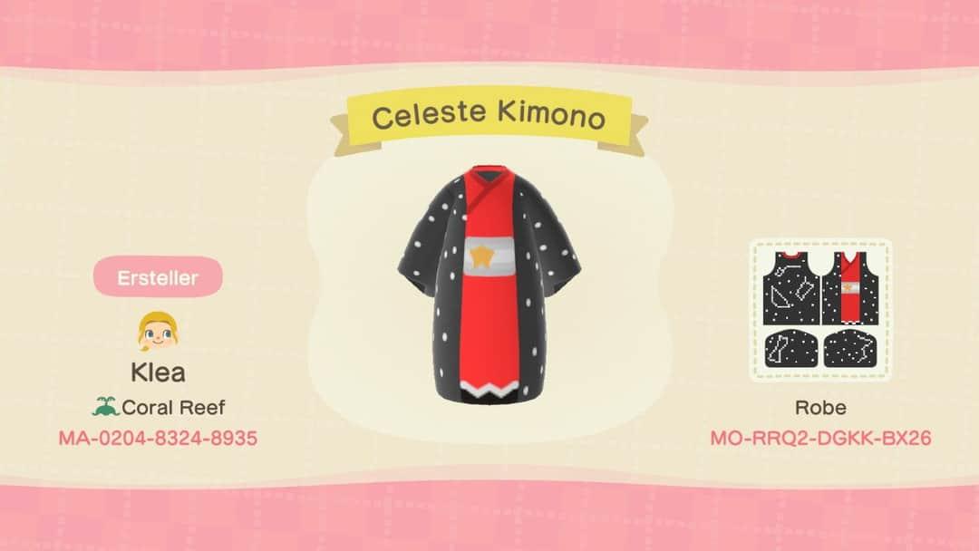 Animal Crossing Design Code: MO-RRQ2-DGKK-BX26 Celeste Kimono