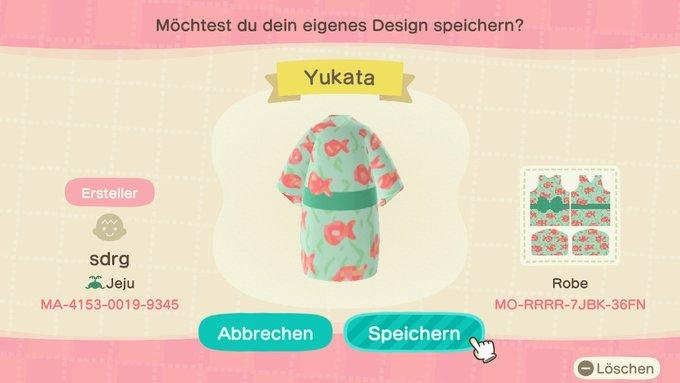 Animal Crossing Design Code: MO-RRRR-7JBK-36FN Fish Yukata