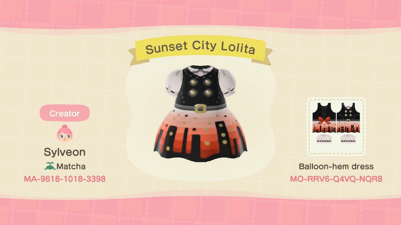 Animal Crossing Design Code: MO-RRV6-Q4VQ-NQR8 Sunset City Lolita