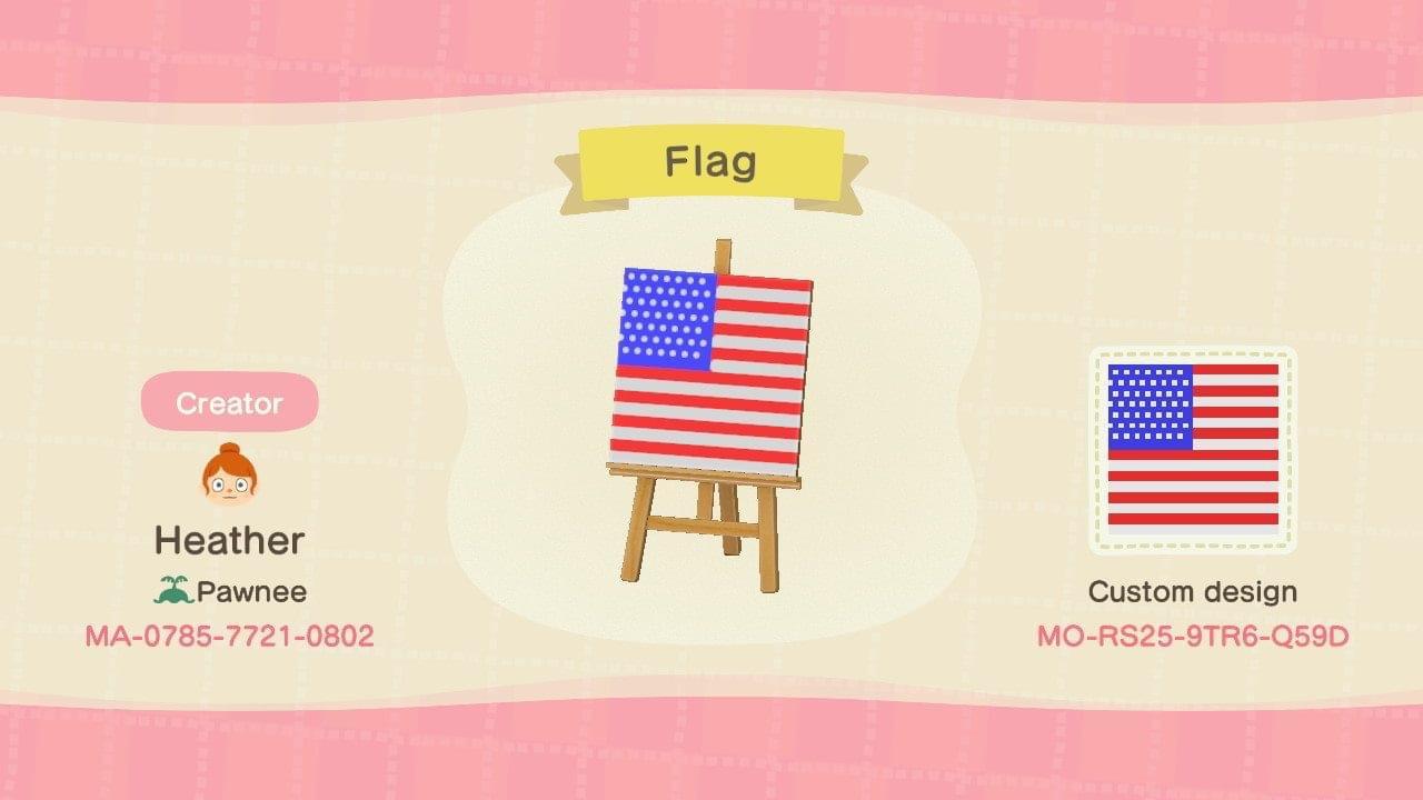 Animal Crossing Design Code: MO-RS25-9TR6-Q59D US Flag