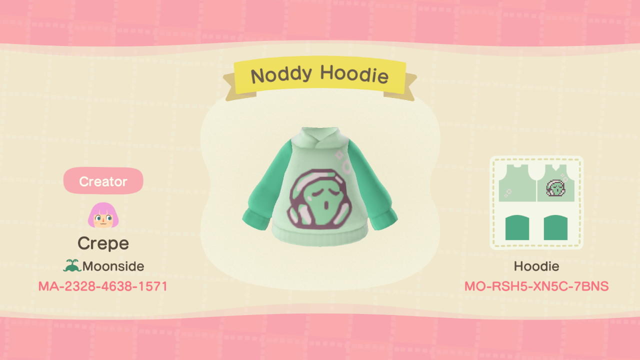 Animal Crossing Design Code: MO-RSH5-XN5C-7BNS Noddy Hoodie