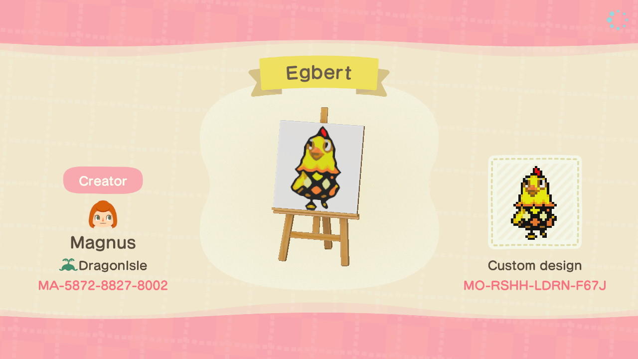 Animal Crossing Design Code: MO-RSHH-LDRN-F67J Egbert Signpost