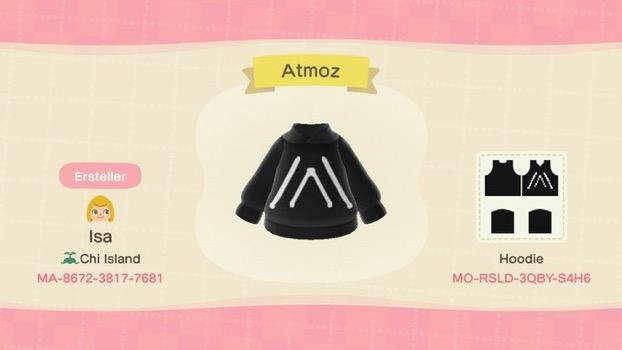 Animal Crossing Design Code: MO-RSLD-3QBY-S4H6 Atmozfears Hoodie