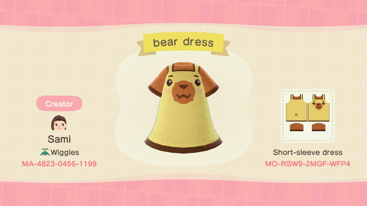 Animal Crossing Design Code: MO-RSW9-2MGF-WFP4 Bear dress