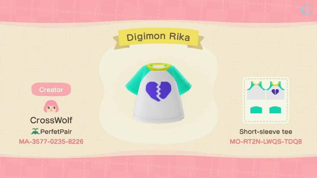 Animal Crossing Design Code: MO-RT2N-LWQS-TDQ8 Digimon Rika