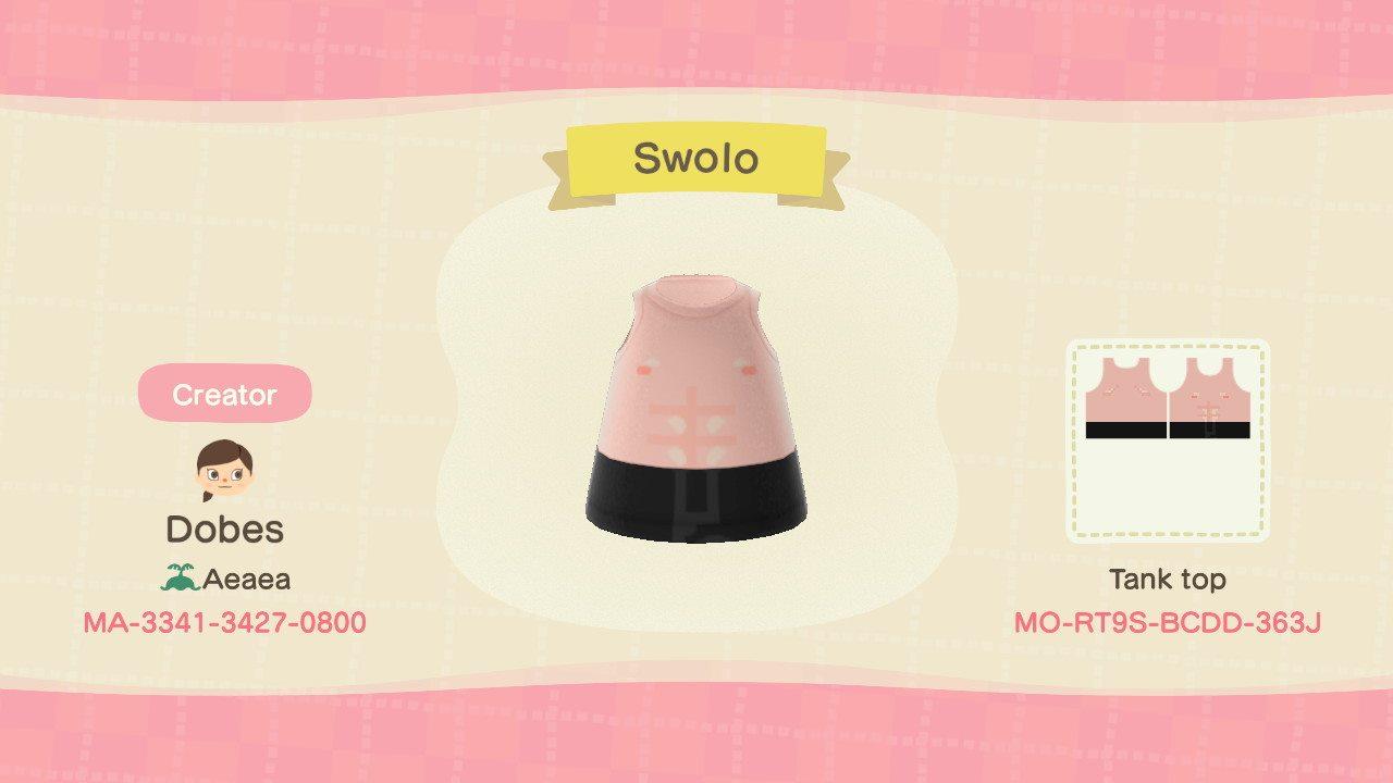 Animal Crossing Design Code: MO-RT9S-BCDD-363J Swolo